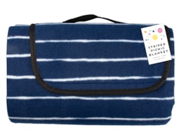 Navy Stripe Foldable Picnic Blanket 130cm x 148cm Navy Stripe Foldable Picnic Blanket 130cm x 148cm