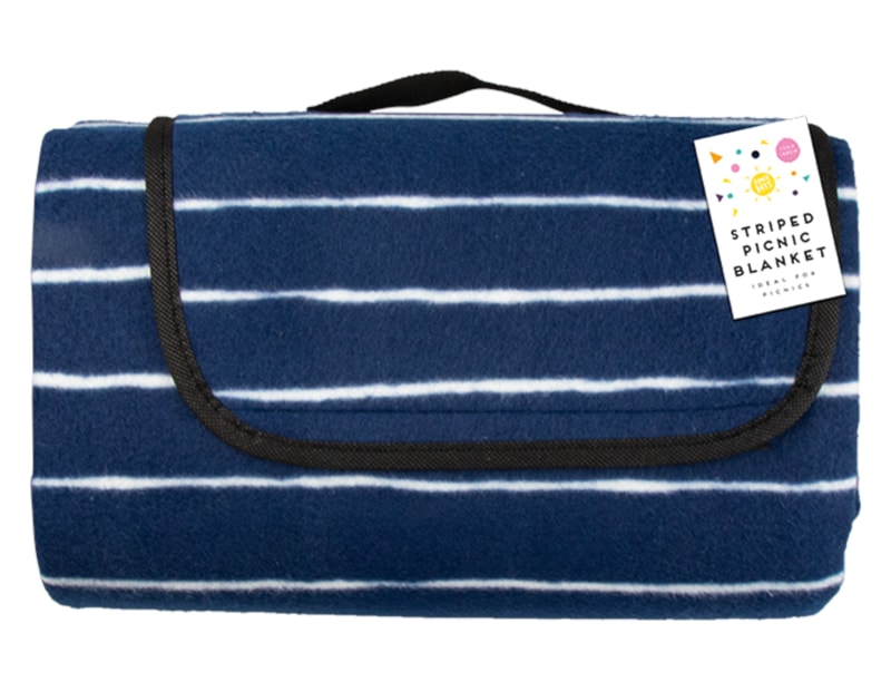Navy Stripe Foldable Picnic Blanket 130cm x 148cm Navy Stripe Foldable Picnic Blanket 130cm x 148cm