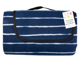 Navy Stripe Foldable Picnic Blanket 130cm x 148cm Navy Stripe Foldable Picnic Blanket 130cm x 148cm