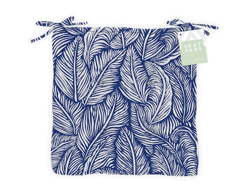 Wholesale Summer Leaf Navy Luxury Seat Pad with Ties Wholesale Summer Leaf Navy Luxury Seat Pad with Ties