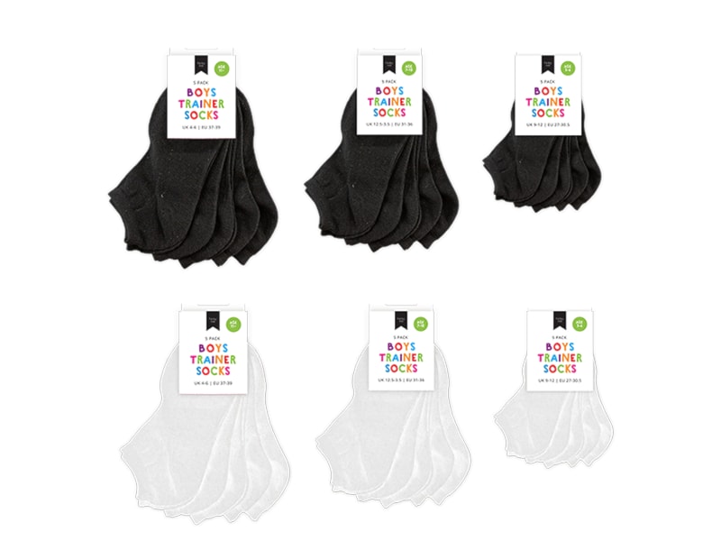 Wholesale Boys Plain Trainer Socks 5pk