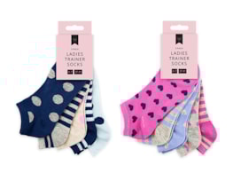 Wholesale Ladies Printed Trainer Socks 5pk Wholesale Ladies Printed Trainer Socks 5pk