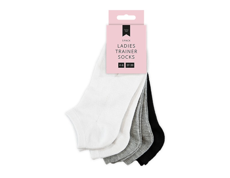 Wholesale Ladies Plain Trainer Socks 5pk
