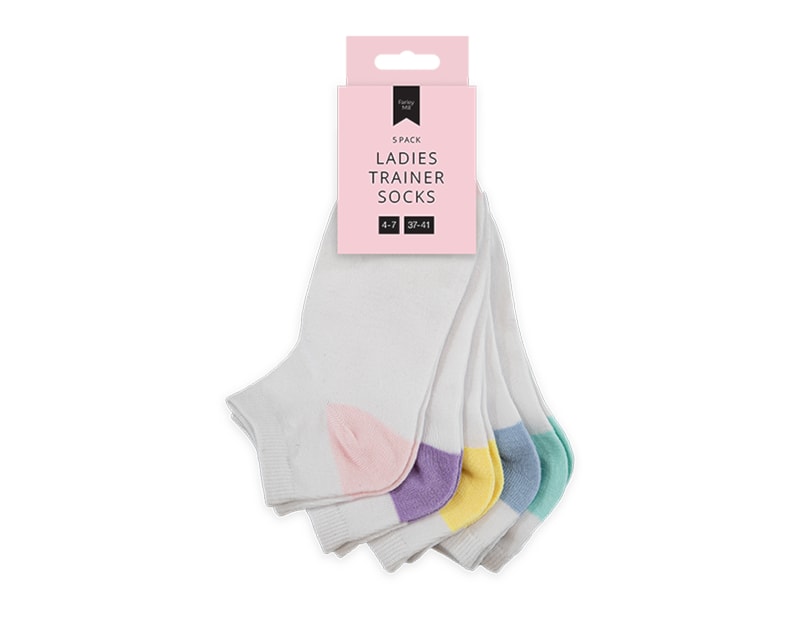 Wholesale Ladies White Trainer Socks 5pk