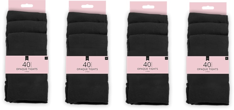 Wholesale Ladies 40 Denier Black Opaque Tights 3pk. Wholesale Ladies 40 Denier Black Opaque Tights 3pk.