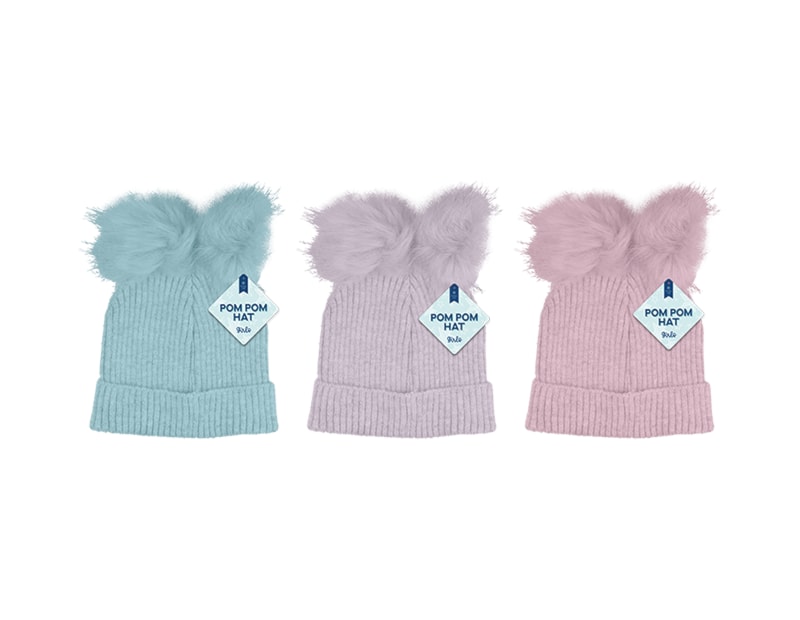 Wholesale Kids Pom Pom Hat With Metallic Thread Wholesale Kids Pom Pom Hat With Metallic Thread