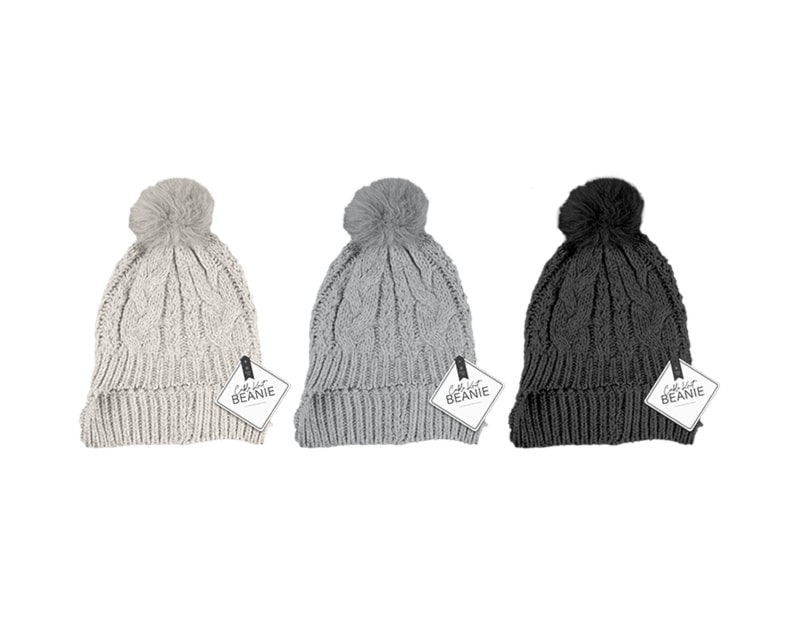 Wholesale Cable Knit Hat with Pom Pom Wholesale Cable Knit Hat with Pom Pom