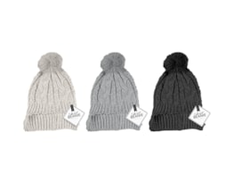 Wholesale Cable Knit Hat with Pom Pom Wholesale Cable Knit Hat with Pom Pom