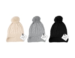 Wholesale Cable Knit Hat with Pom Pom Wholesale Cable Knit Hat with Pom Pom