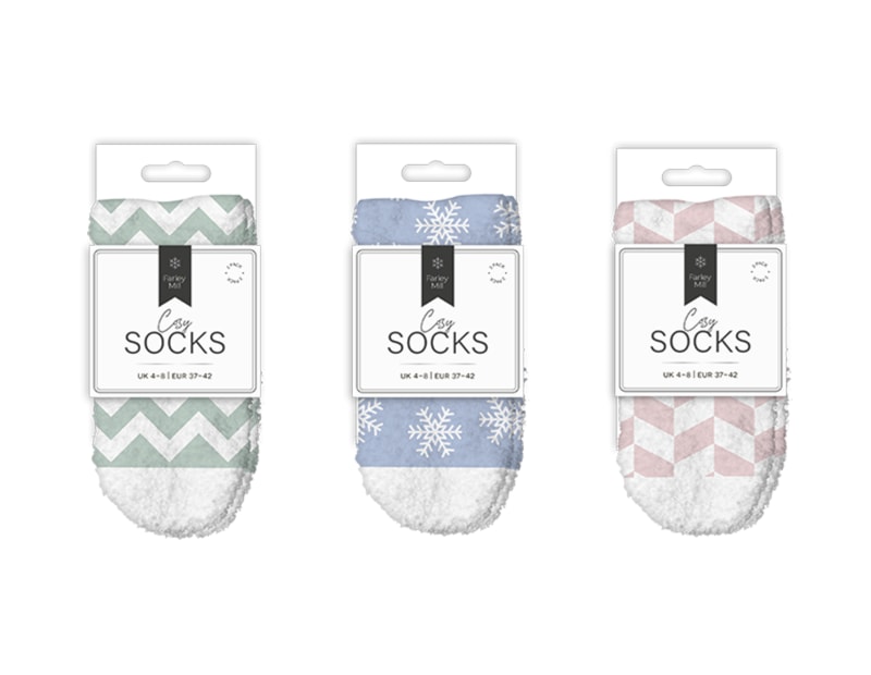 Wholesale Ladies Printed Cosy Socks 2pk Wholesale Ladies Printed Cosy Socks 2pk