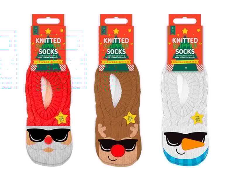 Wholesale Men's Christmas Novelty Knitted Slipper Socks with Fleece Lining Wholesale Men's Christmas Novelty Knitted Slipper Socks with Fleece Lining