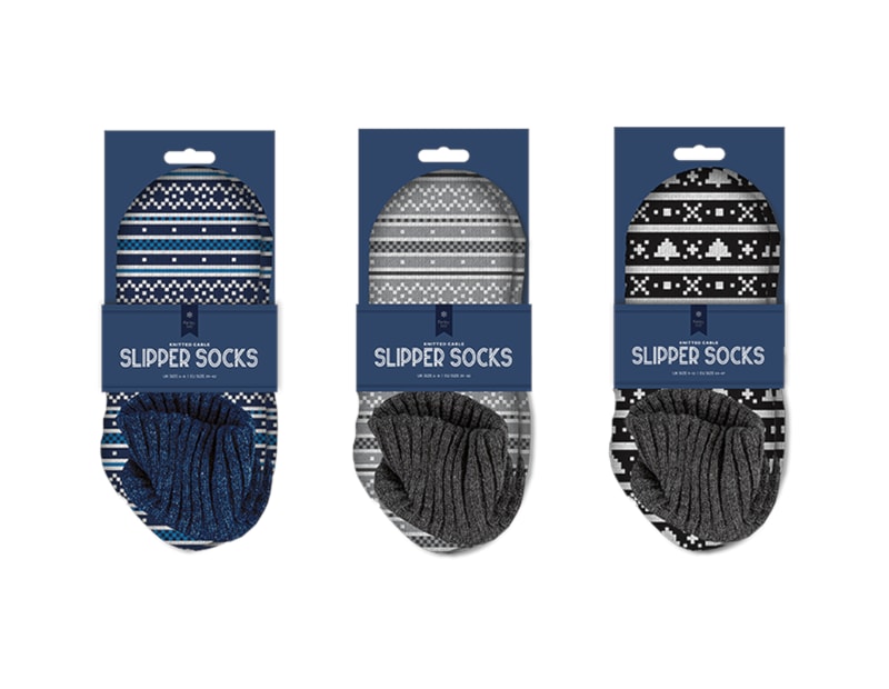 Wholesale Men's Pattern Knitted Cable Slipper Socks with Cuff Wholesale Men's Pattern Knitted Cable Slipper Socks with Cuff