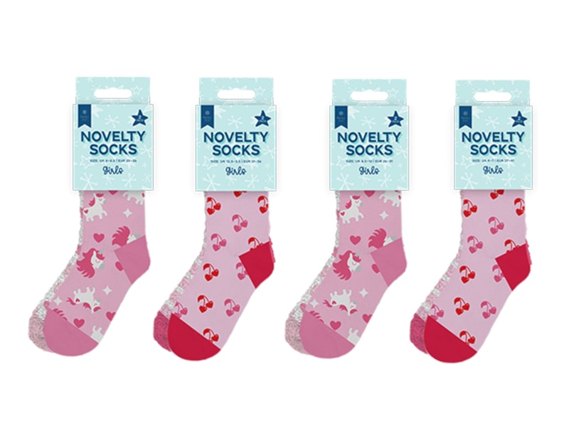 Wholesale Girls Novelty Cosy Socks 2pk Wholesale Girls Novelty Cosy Socks 2pk