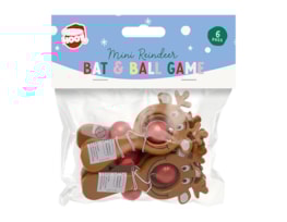 Christmas Mini Reindeer Bat & Ball Game 6pk Christmas Mini Reindeer Bat & Ball Game 6pk