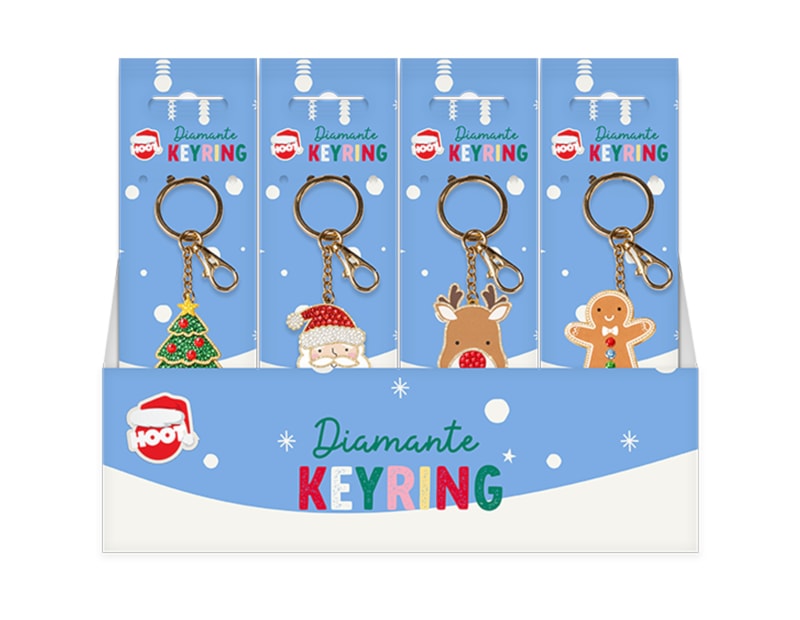 Wholesale Christmas Diamante Keyring CDU Wholesale Christmas Diamante Keyring CDU
