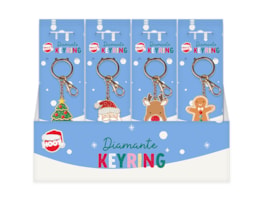 Wholesale Christmas Diamante Keyring CDU