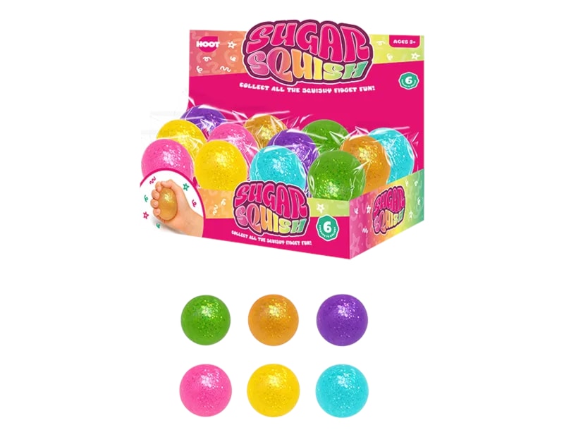 Wholesale Glitter Ball Sugar Filled Squishy CDU Wholesale Glitter Ball Sugar Filled Squishy CDU