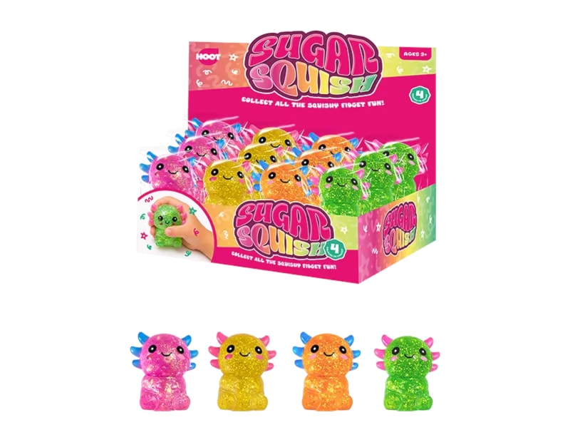 Wholesale Glitter Axolotl Sugar Filled Squishy CDU Wholesale Glitter Axolotl Sugar Filled Squishy CDU