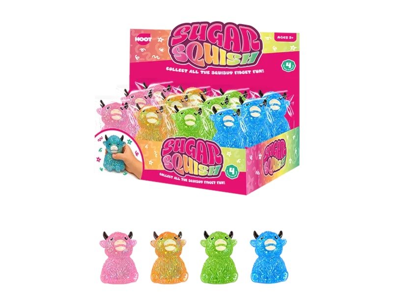 Wholesale Glitter Highland Cow Sugar Filled Squishy CDU Wholesale Glitter Highland Cow Sugar Filled Squishy CDU