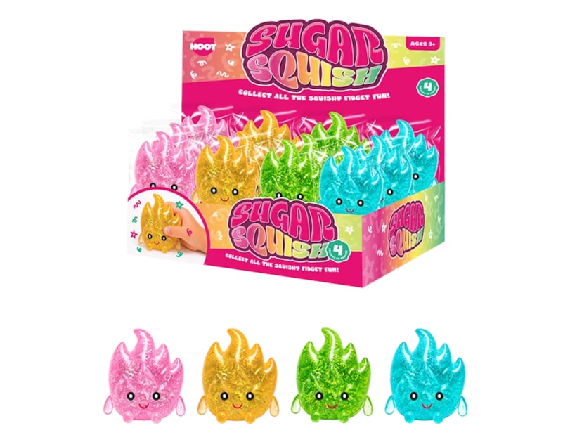Wholesale Glitter Flame Sugar Filled Squishy CDU Wholesale Glitter Flame Sugar Filled Squishy CDU