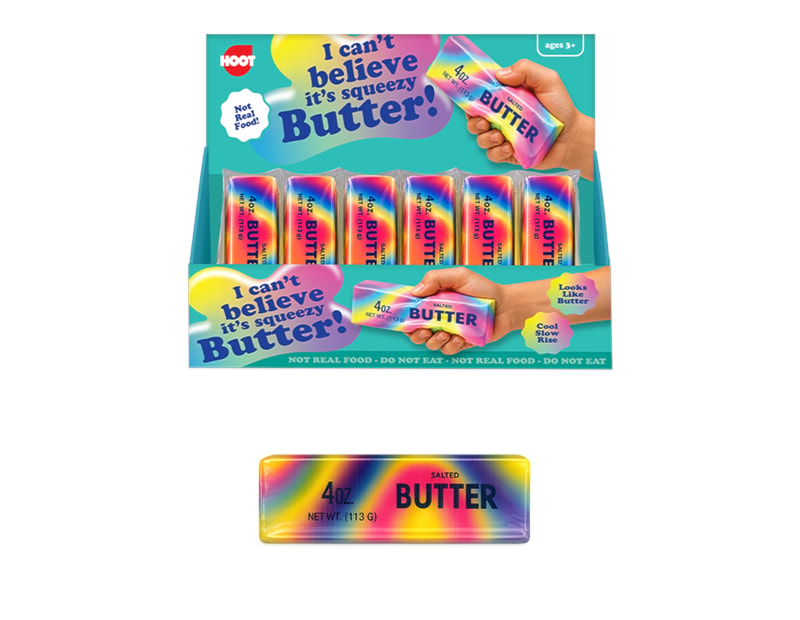 Wholesale Rainbow Squeezy Butter 13.5cm CDU Wholesale Rainbow Squeezy Butter 13.5cm CDU