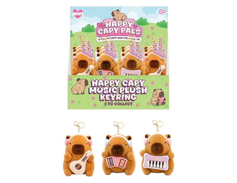 Wholesale Capybara Music Plush Keyring CDU Wholesale Capybara Music Plush Keyring CDU