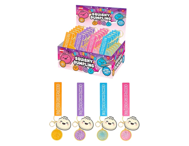 Wholesale Squishy LED Dumpling Keyring With Tag 3.5cm CDU Wholesale Squishy LED Dumpling Keyring With Tag 3.5cm CDU