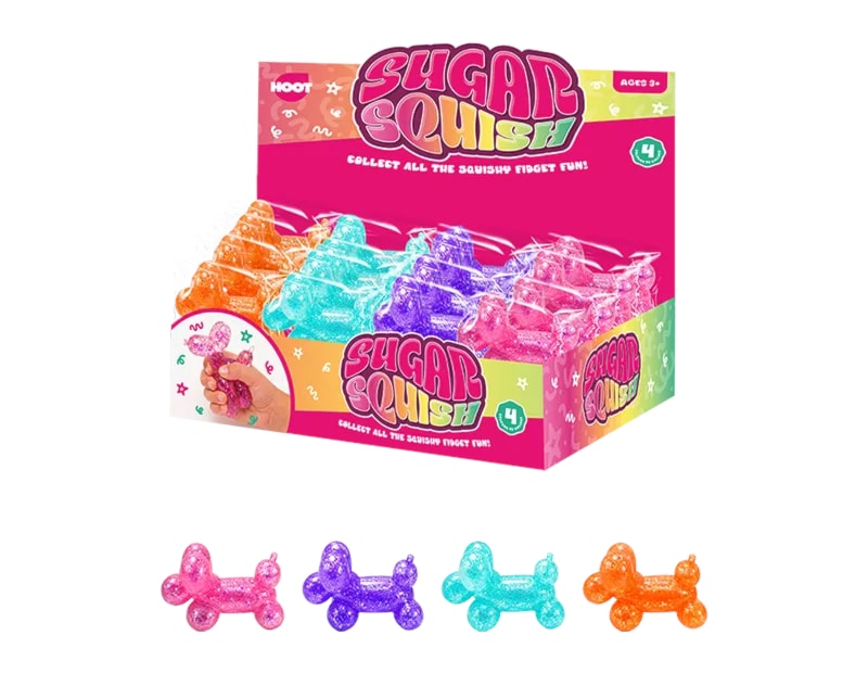 Wholesale Glitter Dog Sugar Filled Squishy CDU Wholesale Glitter Dog Sugar Filled Squishy CDU