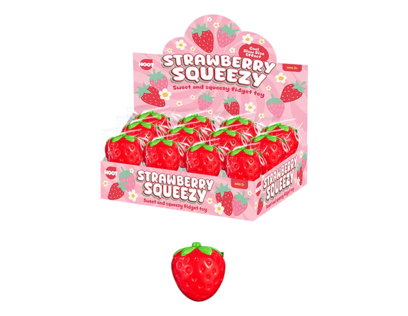Wholesale Strawberry PU Squeezy 8.5cm CDU Wholesale Strawberry PU Squeezy 8.5cm CDU