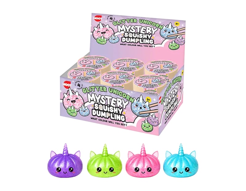Wholesale Squishy Glitter Unicorn Dumpling 8.5cm CDU Wholesale Squishy Glitter Unicorn Dumpling 8.5cm CDU