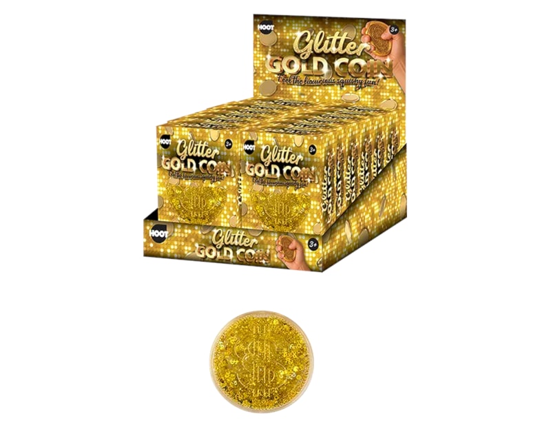 Wholesale Big Glitter Squishy Coin 8.5cm CDU Wholesale Big Glitter Squishy Coin 8.5cm CDU