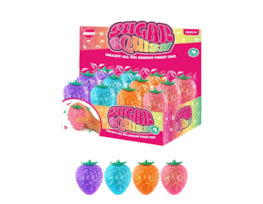 Wholesale Glitter Coloured Strawberry Sugar Filled Squishy 6.5cm CDU