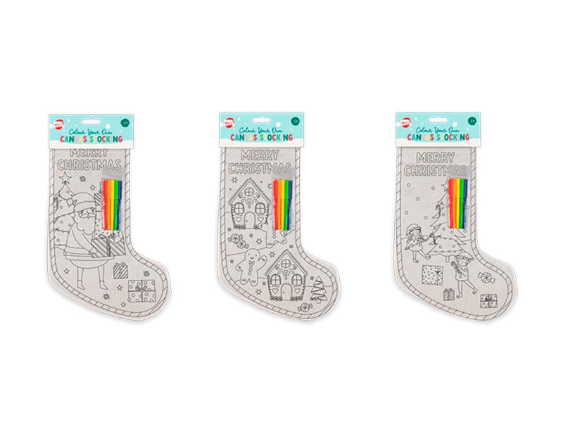 Wholesale Christmas Colour Your Own Canvas Stocking Wholesale Christmas Colour Your Own Canvas Stocking