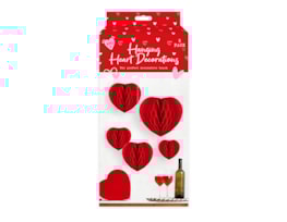 Wholesale Valentine's Honeycomb Hanging Heart Deocrations 5pk Wholesale Valentine's Honeycomb Hanging Heart Deocrations 5pk