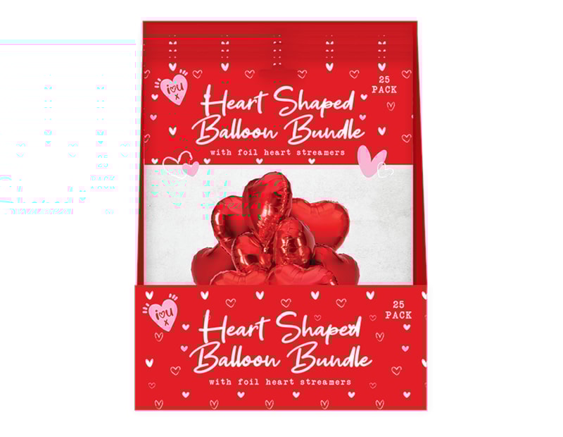 Wholesale Valentine's Heart Balloon Bundle With Streamers 12pk Wholesale Valentine's Heart Balloon Bundle With Streamers 12pk