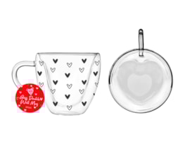 Wholesale Double Walled Heart Glass Mug 250ML