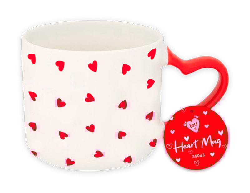 Wholesale Valentine's Heart Print & Handle Mug 350ML Wholesale Valentine's Heart Print & Handle Mug 350ML