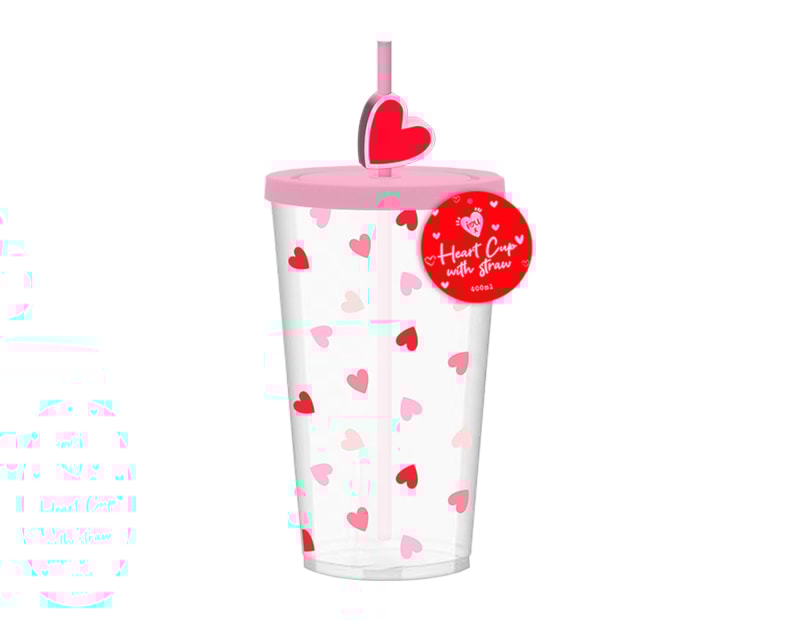 Wholesale Re-usable Plastic Heart Cup with Straw Wholesale Re-usable Plastic Heart Cup with Straw