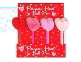 Wholesale Valentine's Pompom Heart Ball Pen CDU Wholesale Valentine's Pompom Heart Ball Pen CDU