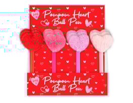 Wholesale Valentine's Pompom Heart Ball Pen CDU