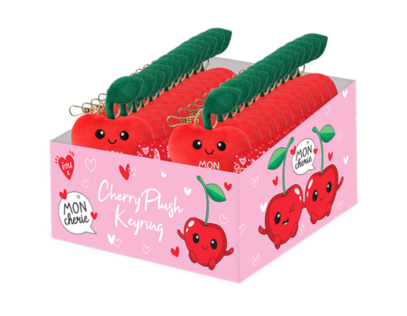 Wholesale Valentines Cherry Plush Keyring 10cm CDU Wholesale Valentines Cherry Plush Keyring 10cm CDU