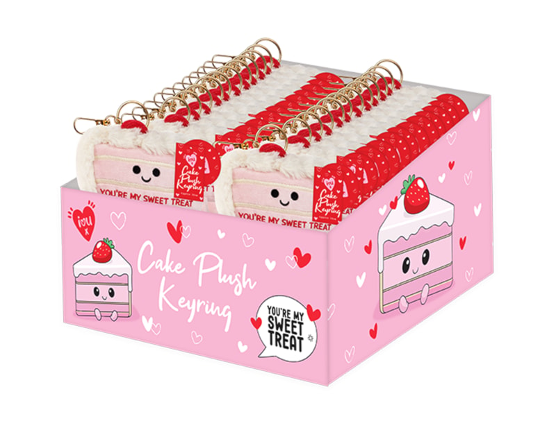 Wholesale Valentines Cake Plush Keyring 10cm CDU Wholesale Valentines Cake Plush Keyring 10cm CDU