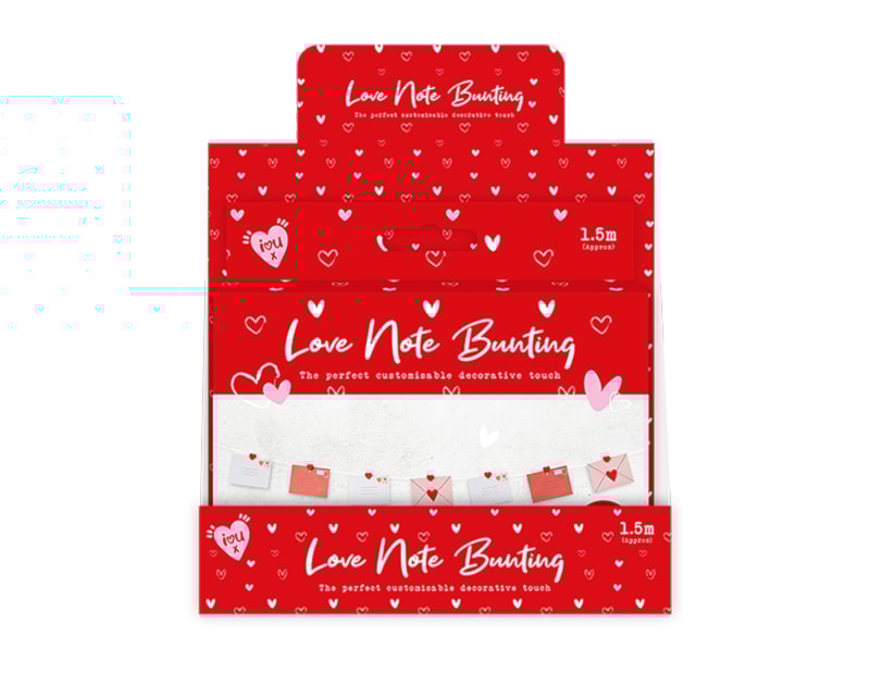 Wholesale Valentine's Customisable Love Note Bunting 1.5m CDU Wholesale Valentine's Customisable Love Note Bunting 1.5m CDU