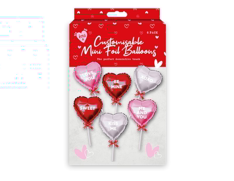 Wholesale Valentines customisable Mini foil Balloons 6 pk Wholesale Valentines customisable Mini foil Balloons 6 pk
