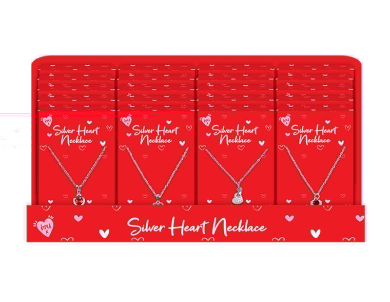 Wholesale Valentine's Day Silver Heart Necklaces CDU Wholesale Valentine's Day Silver Heart Necklaces CDU