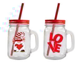 Wholesale Valentines Mason Jar with straw Wholesale Valentines Mason Jar with straw