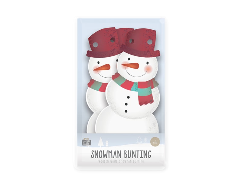 Wholesale Wooden Snowman Bunting | Bulk Buy Christmas Partyware Wholesale Wooden Snowman Bunting