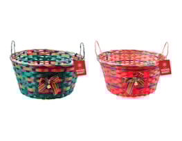 Wholesale Striped Wicker Basket with Handle & Bell 30cm Wholesale Striped Wicker Basket with Handle & Bell 30cm