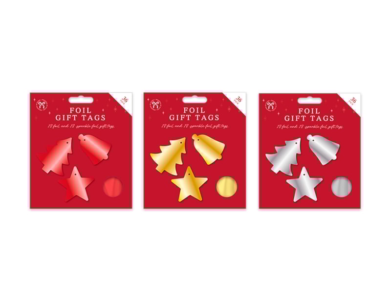 Wholesale Christmas Foil Gift Tags 36pk