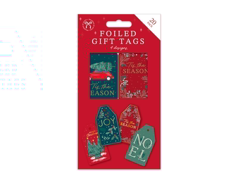 Wholesale Traditional Christmas Foiled Gift Tags 20pk